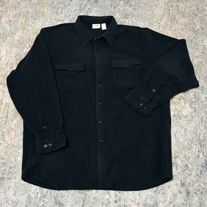 L.L. Bean Black Fleece Button Up Long Sleeve
